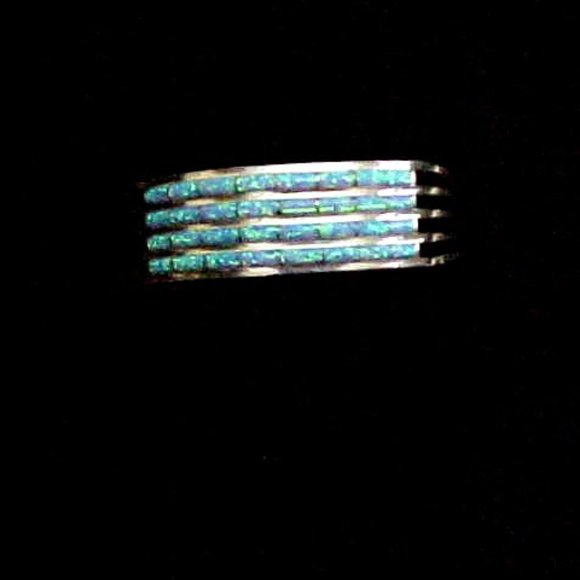 NEW NEVER WORN Jewelry - Four Rows  Blue Opal Sterling Silver Cuff Bracelet